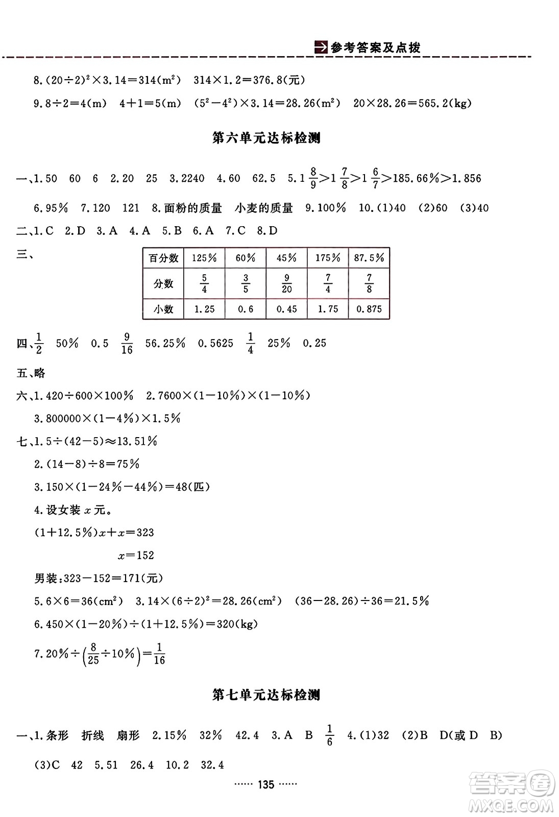吉林教育出版社2023年秋三維數字課堂六年級數學上冊人教版答案