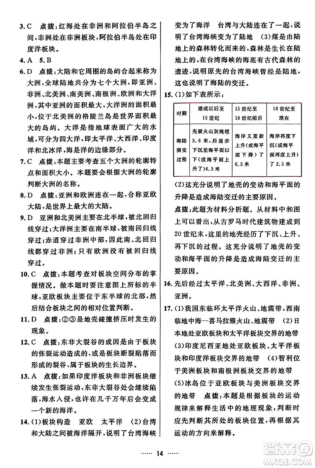 吉林教育出版社2023年秋三維數(shù)字課堂七年級地理上冊人教版答案