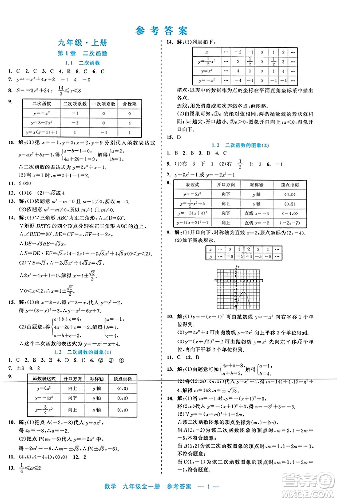 浙江工商大學(xué)出版社2023年秋精彩練習(xí)就練這一本九年級(jí)數(shù)學(xué)全一冊(cè)通用版答案