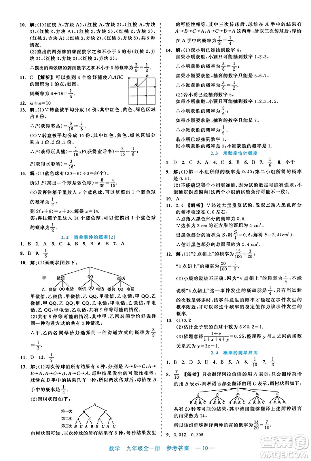 浙江工商大學(xué)出版社2023年秋精彩練習(xí)就練這一本九年級(jí)數(shù)學(xué)全一冊(cè)通用版答案