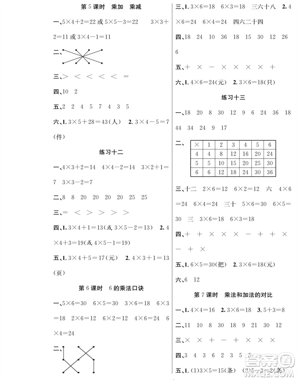 團結出版社2023年秋課堂制勝課時作業(yè)二年級數學上冊人教版參考答案