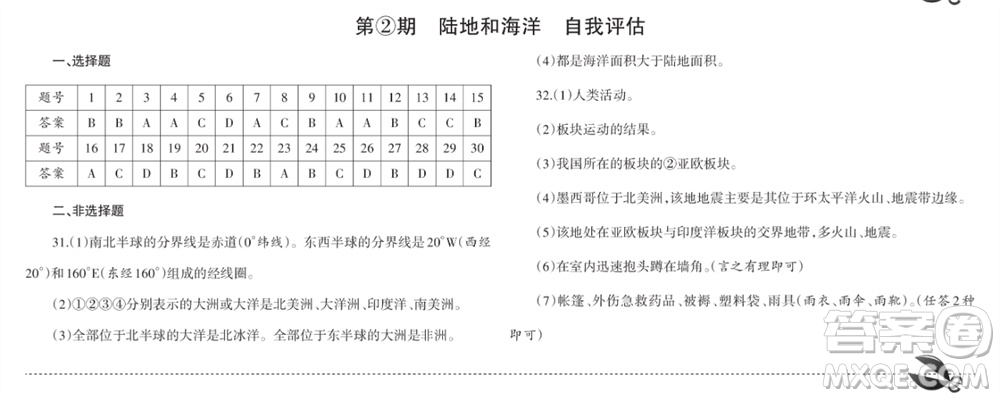 學(xué)習(xí)方法報(bào)2023-2024學(xué)年七年級(jí)地理上冊(cè)人教廣東版①-④期小報(bào)參考答案