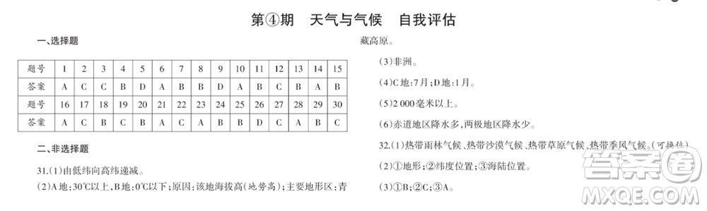 學(xué)習(xí)方法報(bào)2023-2024學(xué)年七年級(jí)地理上冊(cè)人教廣東版①-④期小報(bào)參考答案