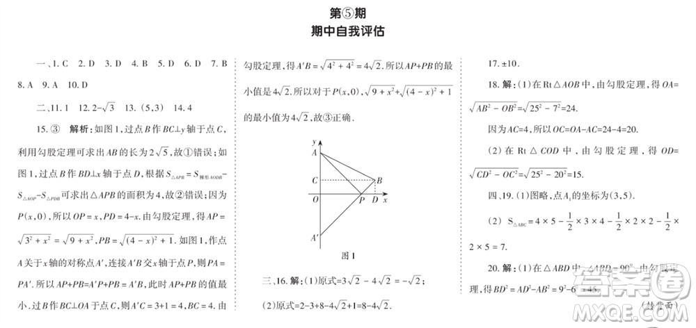 學(xué)習(xí)方法報(bào)2023-2024學(xué)年八年級數(shù)學(xué)上冊北師大廣東版④-⑥期小報(bào)參考答案