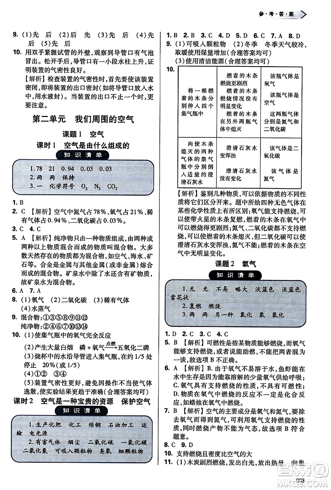 天津教育出版社2023年秋學(xué)習(xí)質(zhì)量監(jiān)測九年級化學(xué)上冊人教版答案