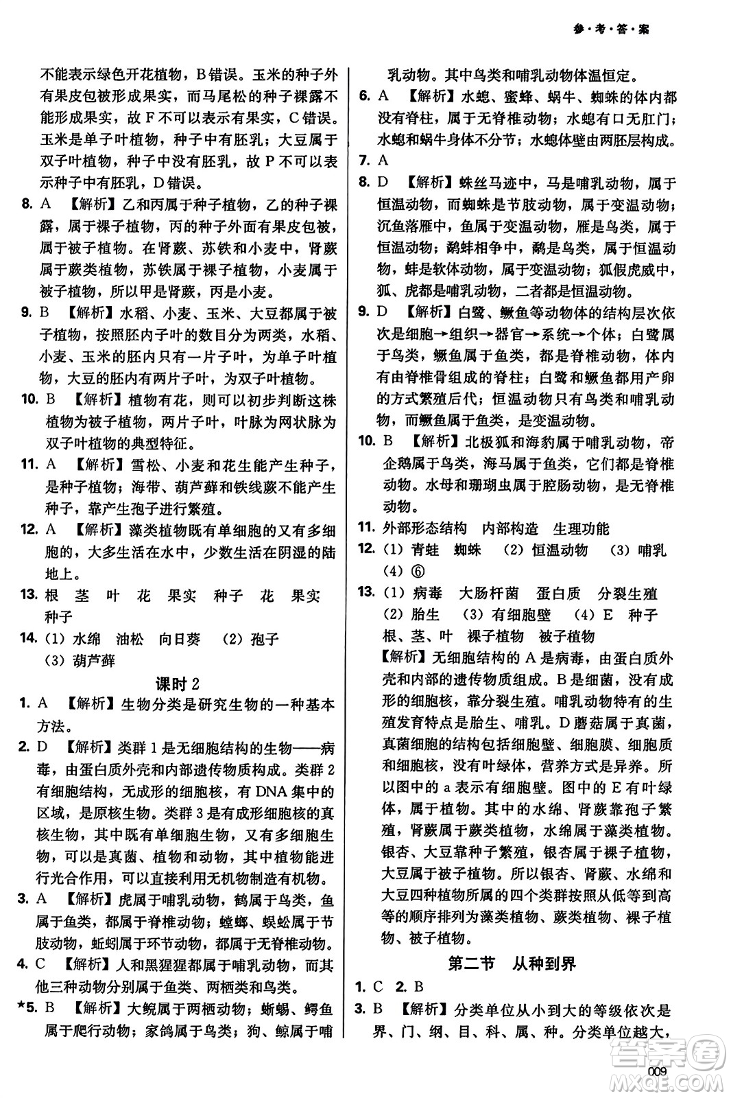 天津教育出版社2023年秋學(xué)習(xí)質(zhì)量監(jiān)測八年級生物學(xué)上冊人教版答案