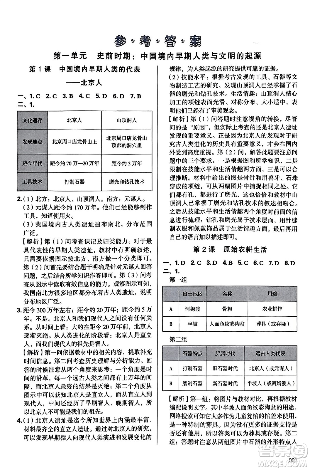 天津教育出版社2023年秋學(xué)習(xí)質(zhì)量監(jiān)測七年級中國歷史上冊人教版答案