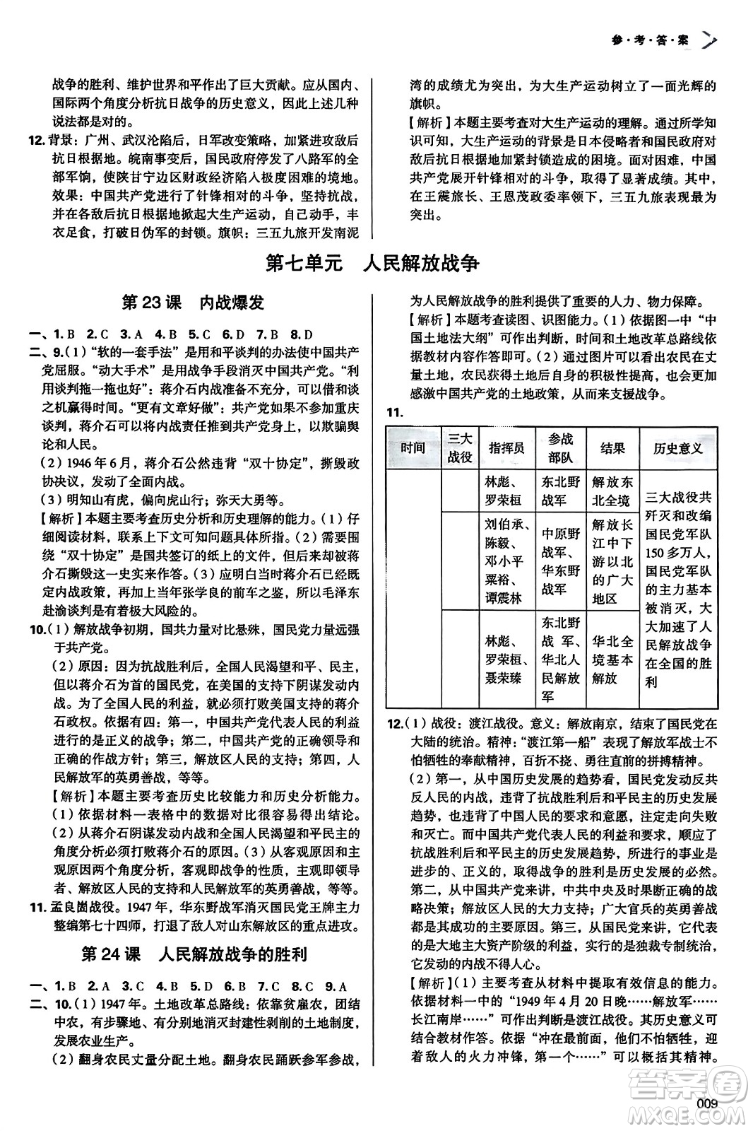 天津教育出版社2023年秋學(xué)習(xí)質(zhì)量監(jiān)測八年級(jí)中國歷史上冊人教版答案