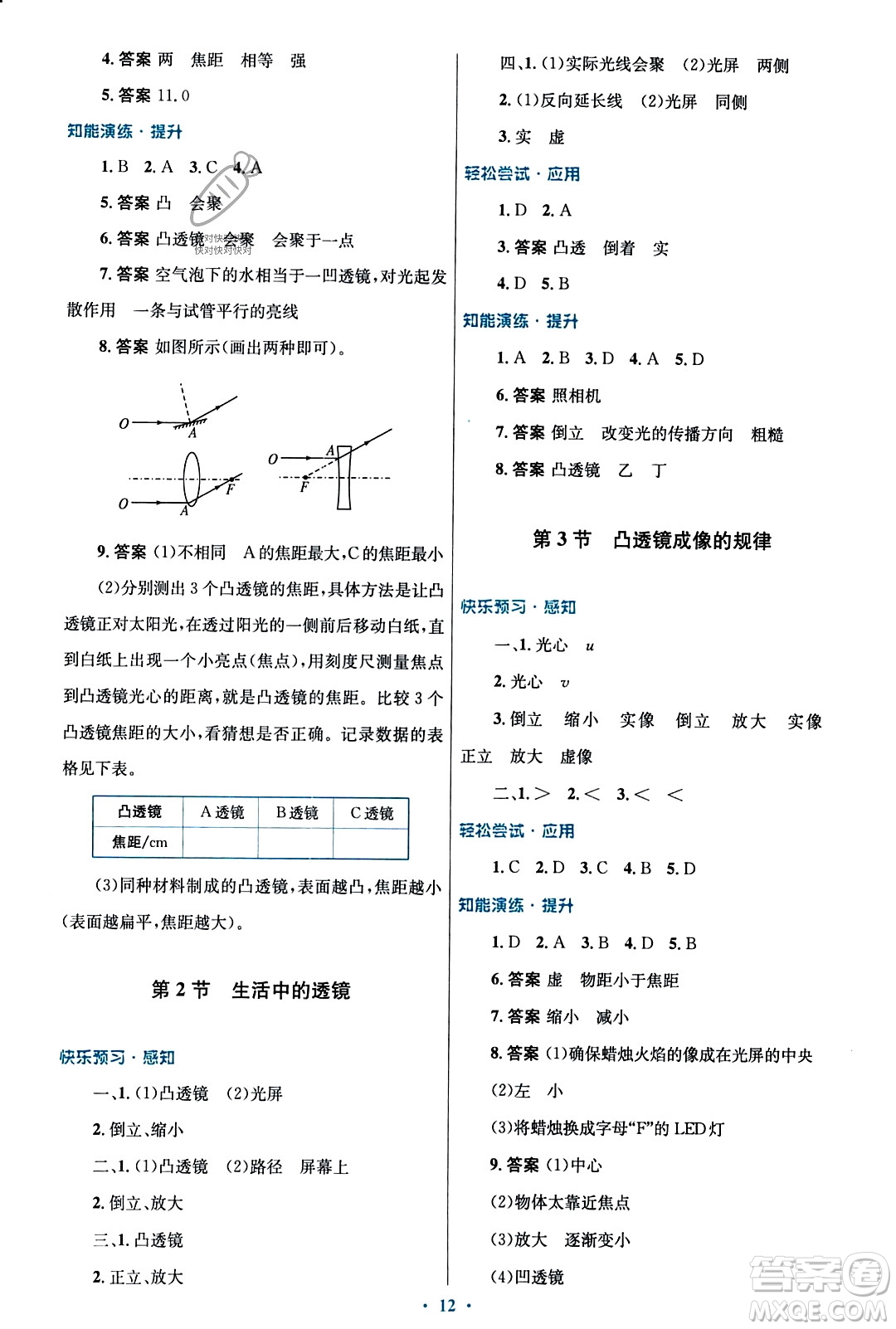 人民教育出版社2023年秋初中同步測(cè)控優(yōu)化設(shè)計(jì)八年級(jí)物理上冊(cè)人教版福建專版答案
