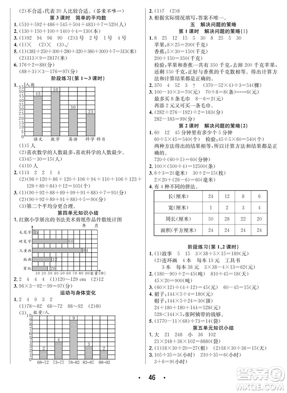 合肥工業(yè)大學(xué)出版社2023年秋七天學(xué)練考四年級(jí)數(shù)學(xué)上冊(cè)蘇教版參考答案