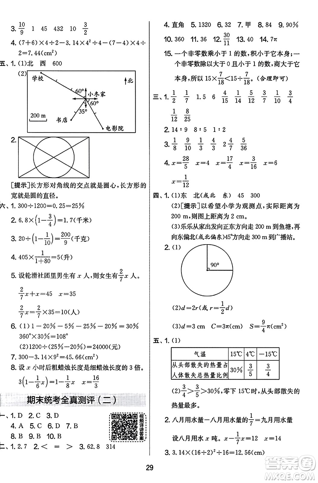 江蘇人民出版社2023年秋實(shí)驗(yàn)班提優(yōu)大考卷六年級數(shù)學(xué)上冊人教版答案