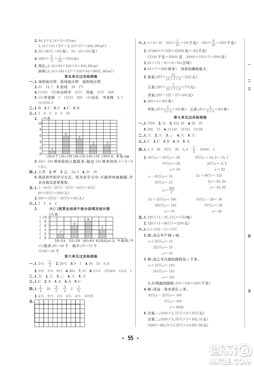 合肥工業(yè)大學(xué)出版社2023年秋七天學(xué)練考六年級數(shù)學(xué)上冊北師大版參考答案