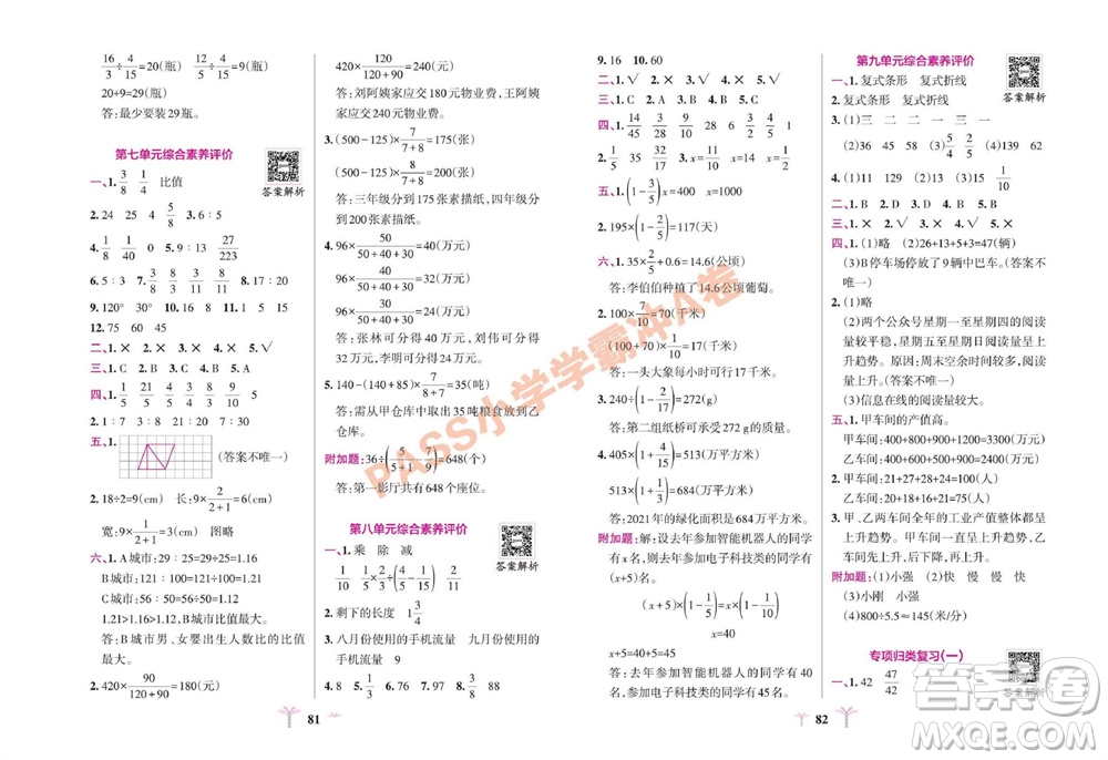 陜西師范大學(xué)出版總社有限公司2023年秋小學(xué)學(xué)霸沖A卷五年級數(shù)學(xué)上冊青島版五四專版參考答案