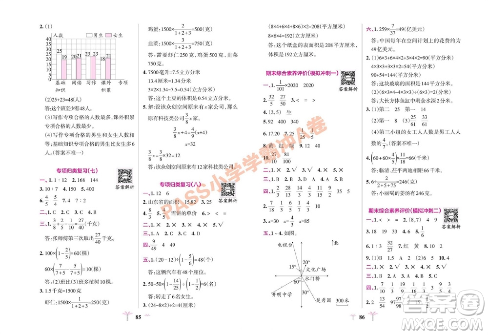 陜西師范大學(xué)出版總社有限公司2023年秋小學(xué)學(xué)霸沖A卷五年級數(shù)學(xué)上冊青島版五四專版參考答案