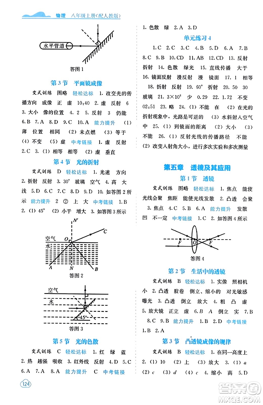 廣西教育出版社2023年秋自主學習能力測評八年級物理上冊人教版答案