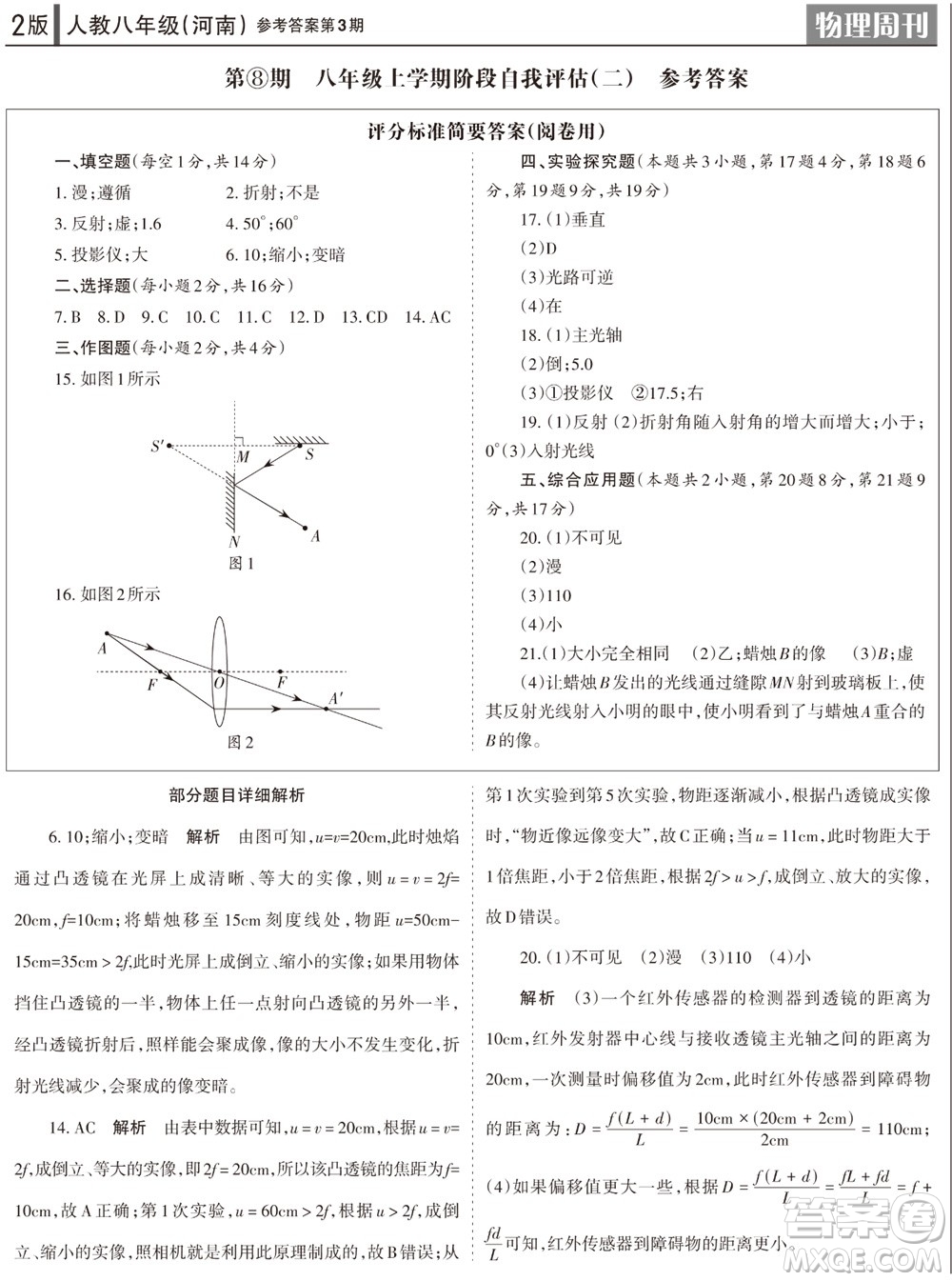 2023年秋學(xué)習(xí)方法報(bào)物理周刊八年級上冊人教版河南專版第3期參考答案