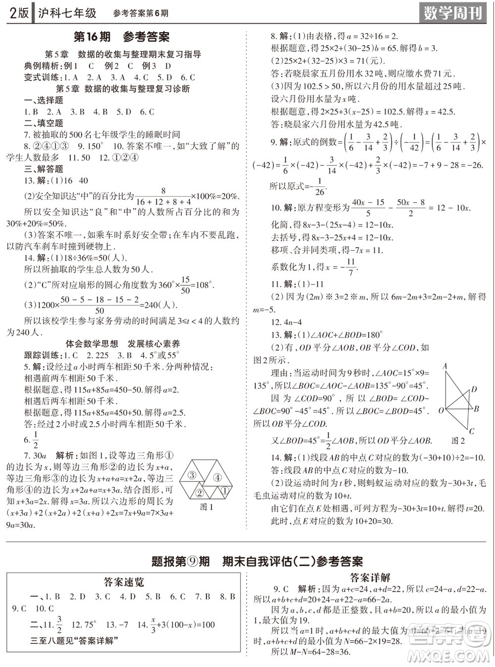 2023年秋學(xué)習(xí)方法報(bào)數(shù)學(xué)周刊七年級(jí)上冊滬科版第6期參考答案