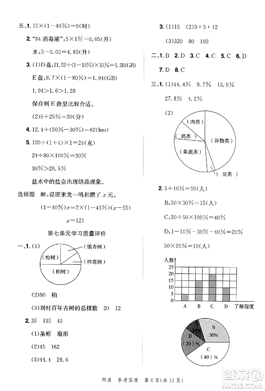 龍門書局2023年秋黃岡小狀元達標卷六年級數(shù)學上冊人教版答案