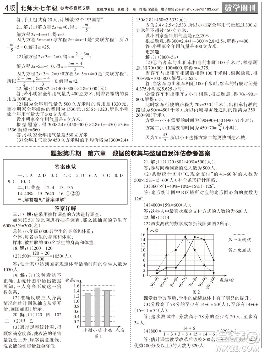 2023年秋學(xué)習(xí)方法報(bào)數(shù)學(xué)周刊七年級(jí)上冊(cè)北師大版第5期參考答案