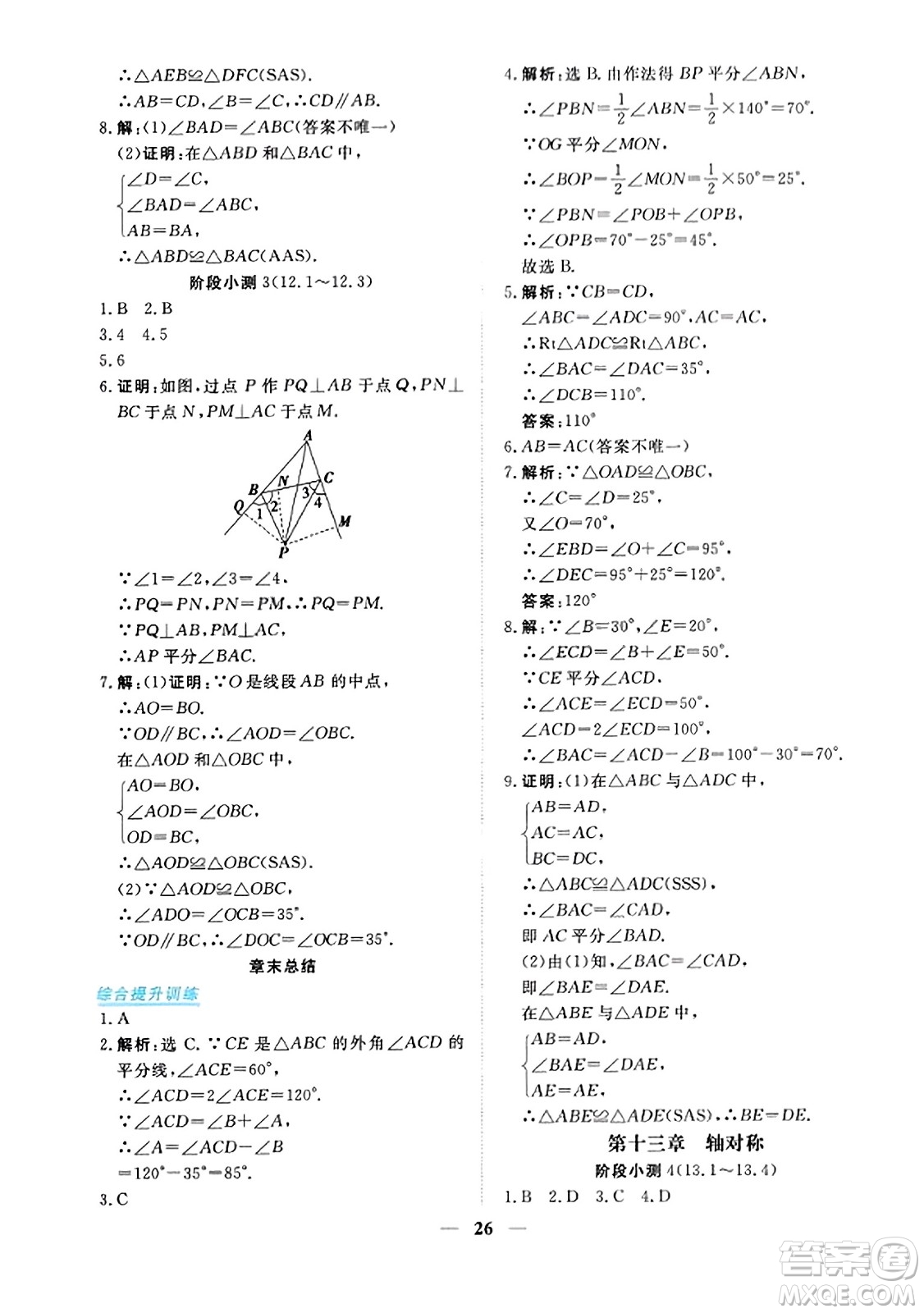 青海人民出版社2023年秋新坐標同步練習八年級數(shù)學上冊人教版答案