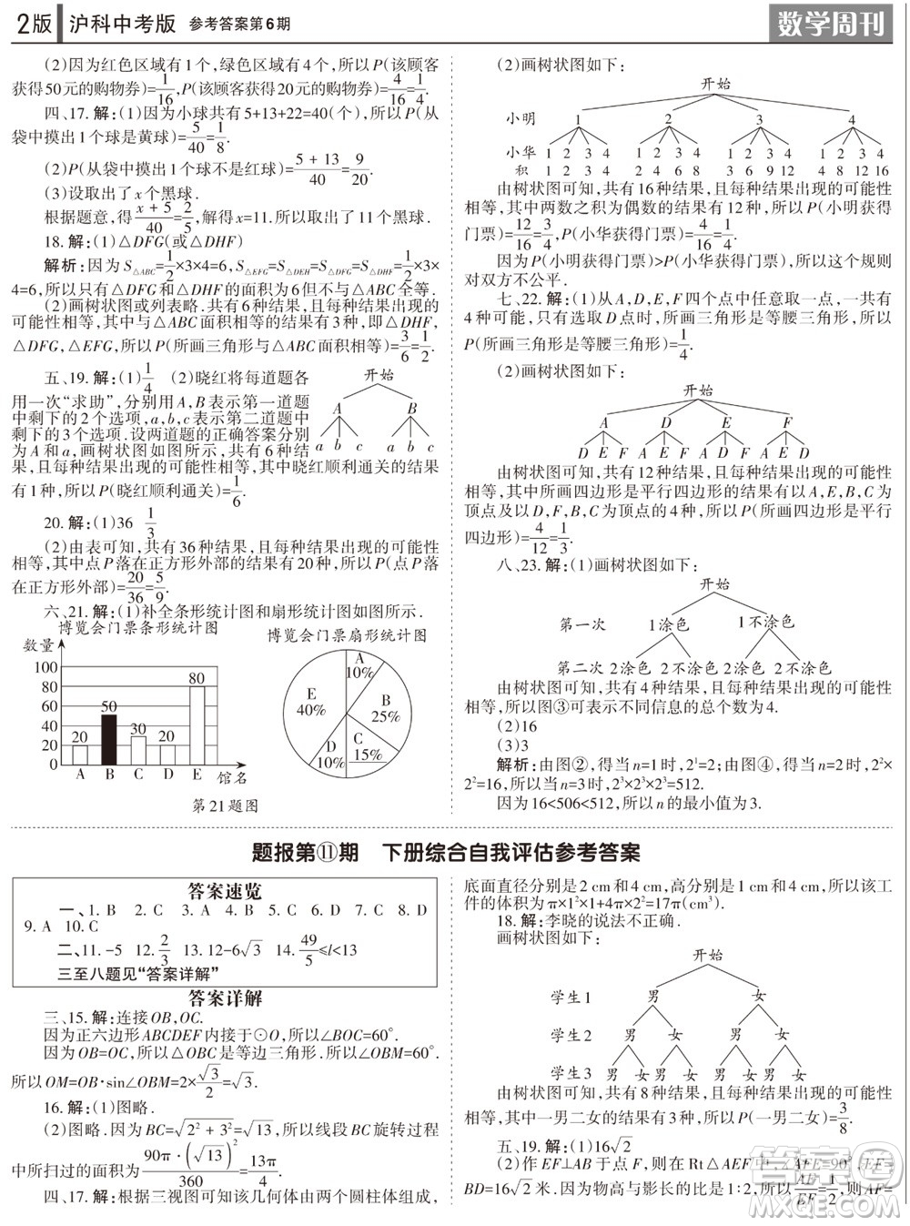 2023年秋學(xué)習(xí)方法報數(shù)學(xué)周刊九年級上冊滬科版中考專版第6期參考答案