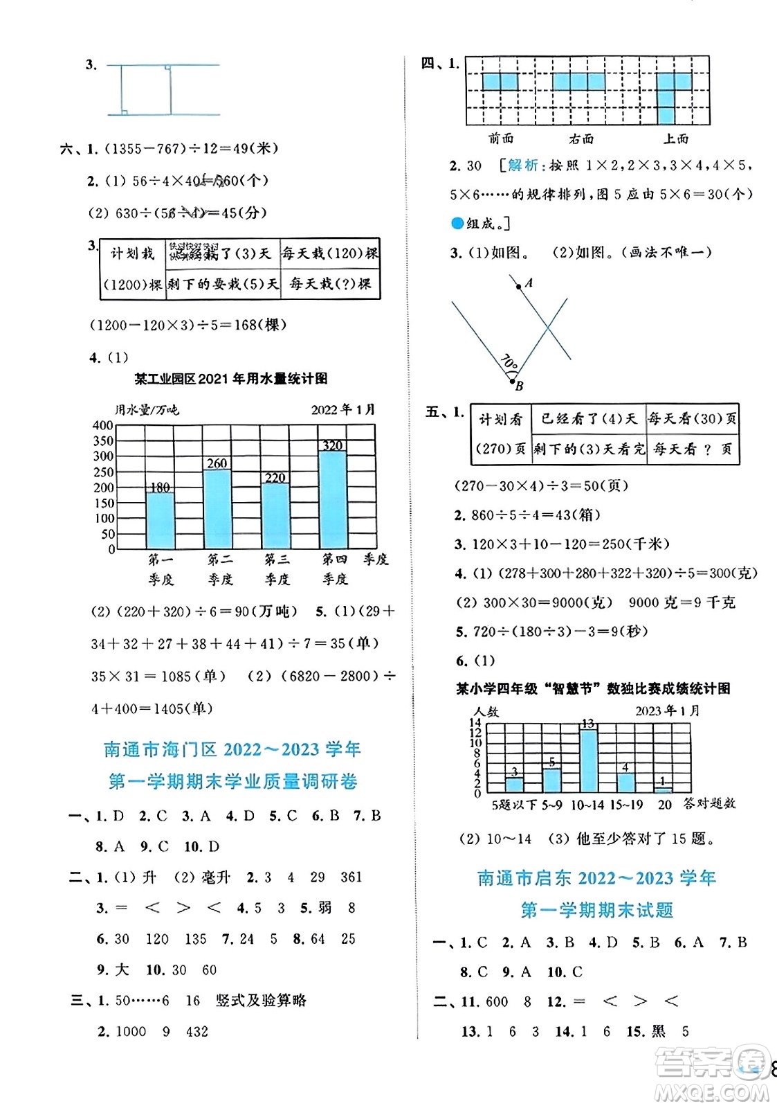 北京教育出版社2023年秋同步跟蹤全程檢測(cè)四年級(jí)數(shù)學(xué)上冊(cè)江蘇版答案
