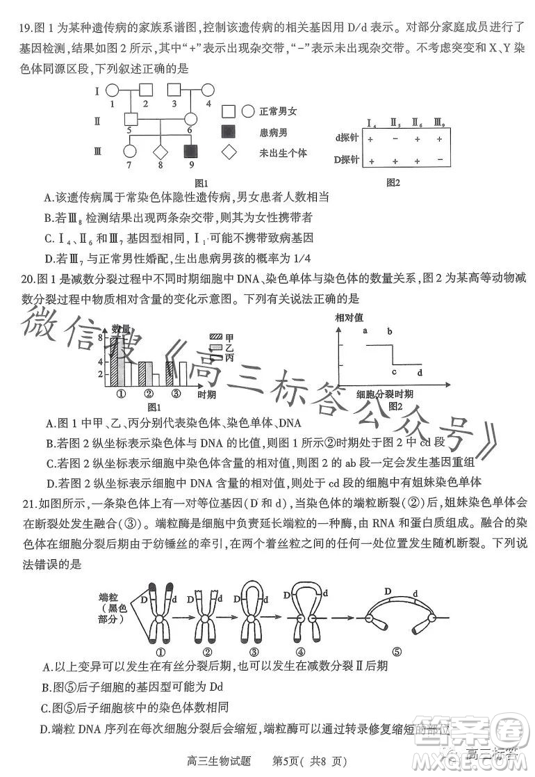 信陽(yáng)2023-2024學(xué)年普通高中高三第一次教學(xué)質(zhì)量檢測(cè)生物試卷答案