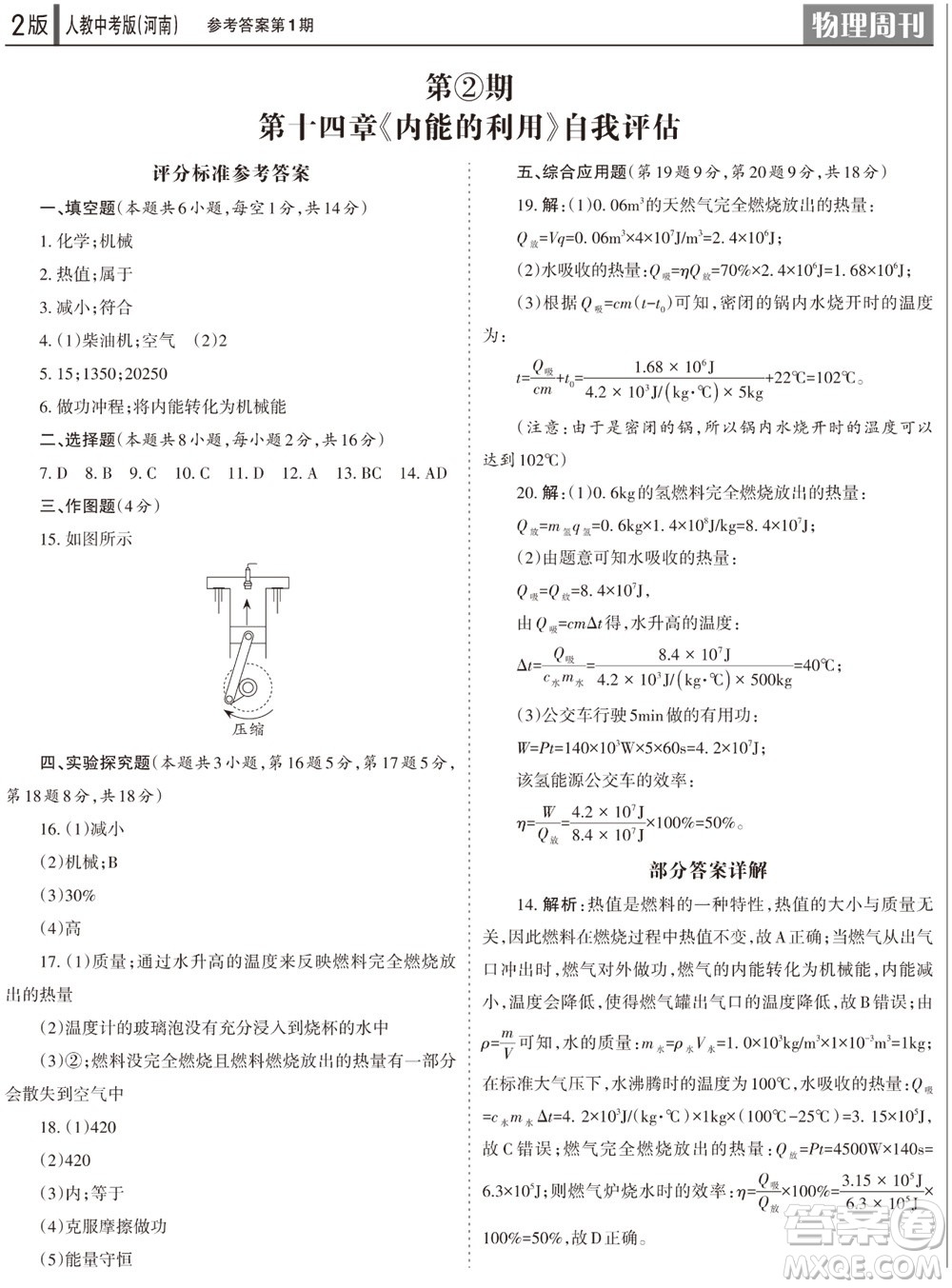 2023年秋學習方法報物理周刊九年級上冊人教中考版河南專版第1期參考答案