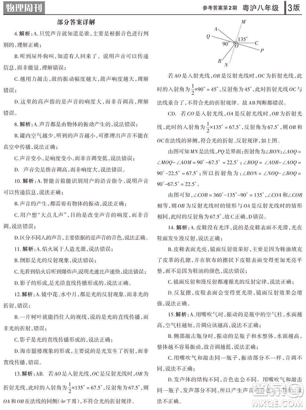 2023年秋學習方法報物理周刊八年級上冊粵滬版第2期參考答案