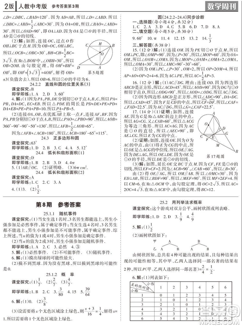 2023年秋學(xué)習(xí)方法報數(shù)學(xué)周刊九年級上冊人教版第1-4期參考答案