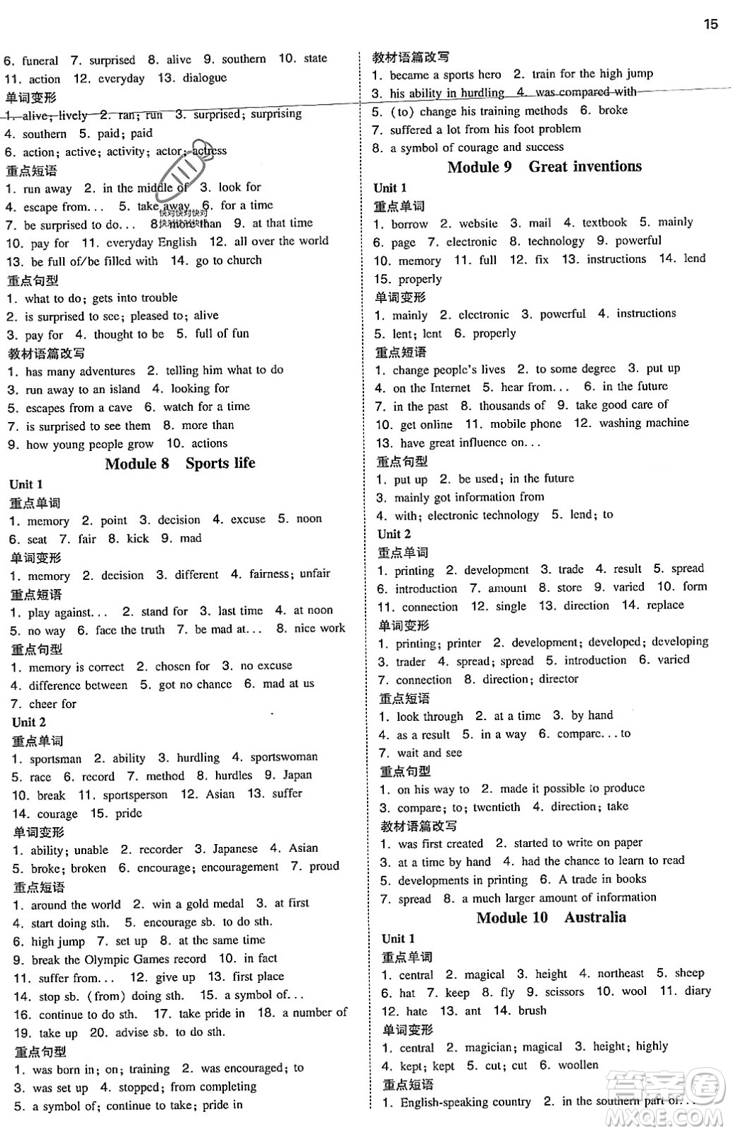 湖南教育出版社2023年秋一本同步訓(xùn)練九年級(jí)英語(yǔ)上冊(cè)外研版答案