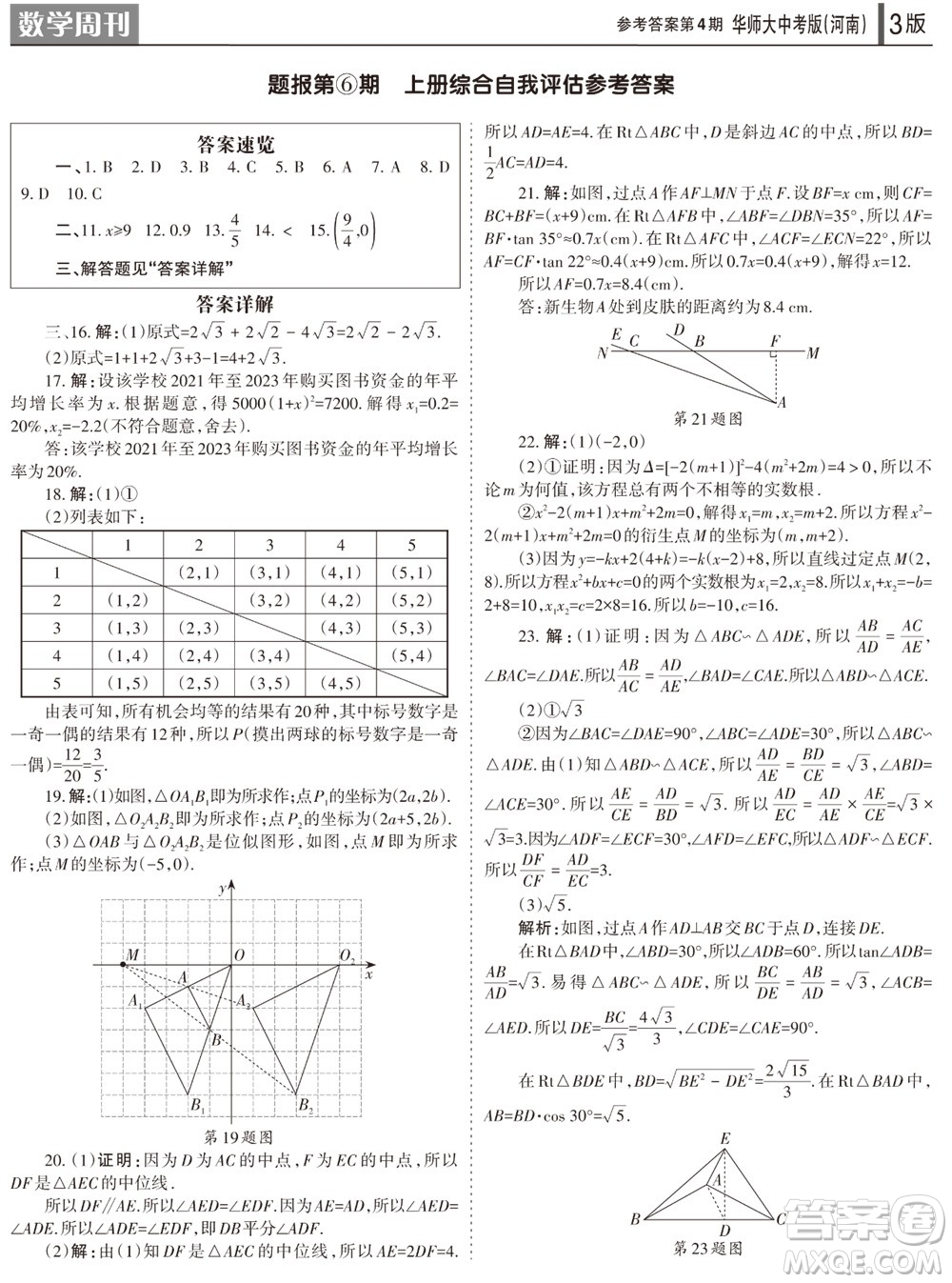 2023年秋學習方法報數(shù)學周刊九年級上冊華師大版中考河南專版第1-4期參考
