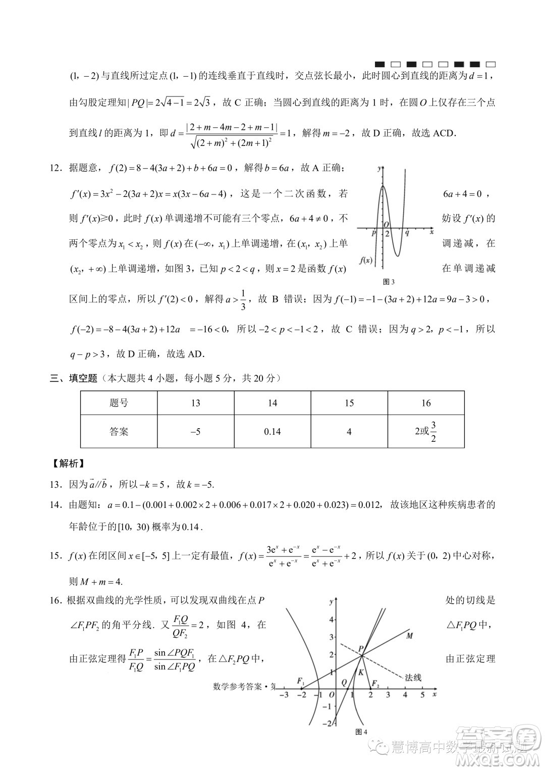 云南師大附中2024屆高三上學期高考適應性月考卷四數(shù)學試題答案