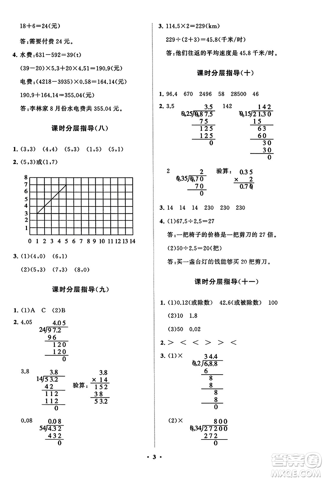 山東教育出版社2023年秋小學(xué)同步練習(xí)冊(cè)分層指導(dǎo)五年級(jí)數(shù)學(xué)上冊(cè)人教版答案
