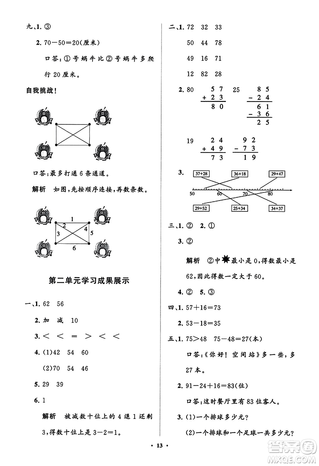 山東教育出版社2023年秋小學(xué)同步練習(xí)冊分層指導(dǎo)二年級數(shù)學(xué)上冊人教版答案