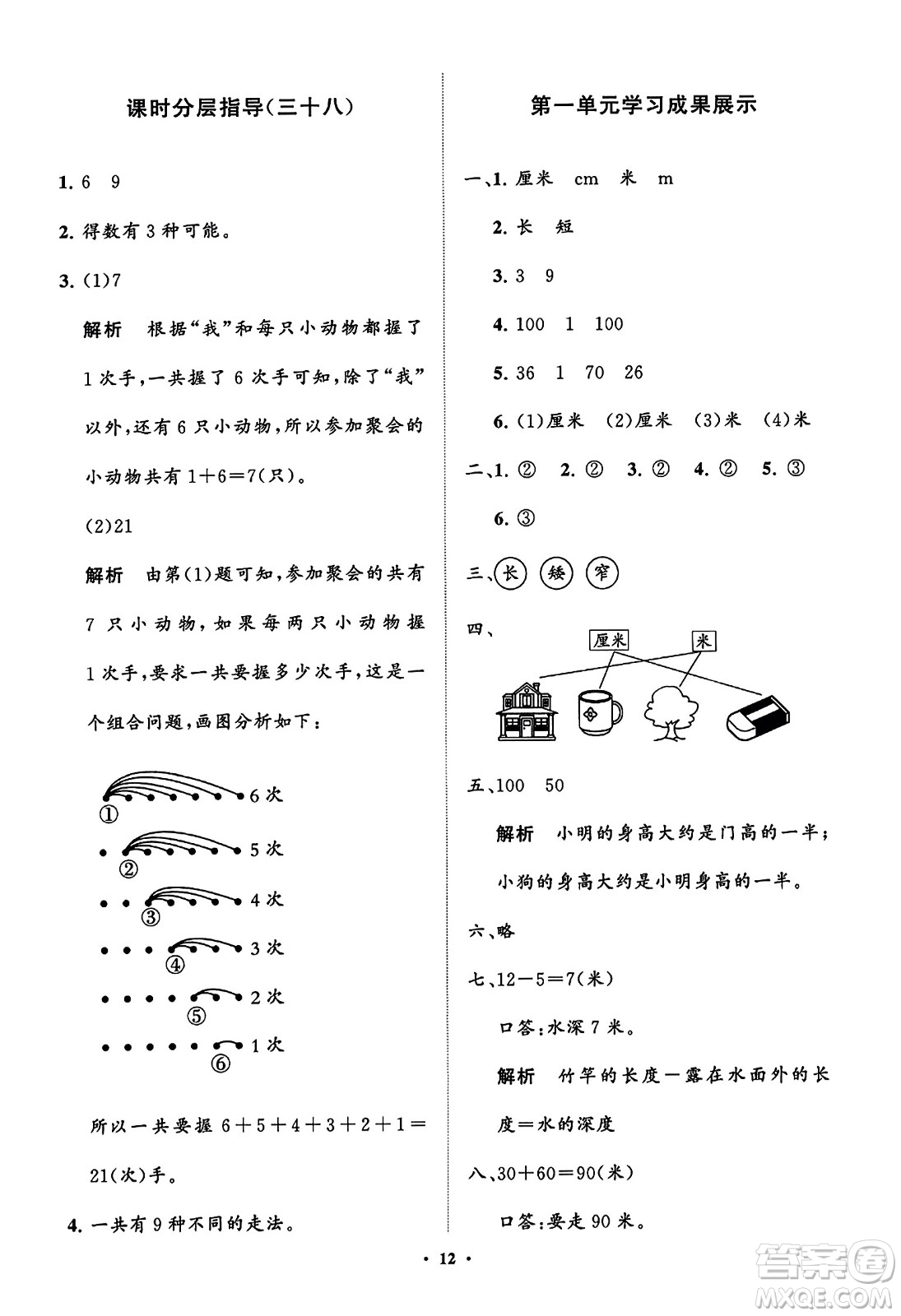 山東教育出版社2023年秋小學(xué)同步練習(xí)冊分層指導(dǎo)二年級數(shù)學(xué)上冊人教版答案