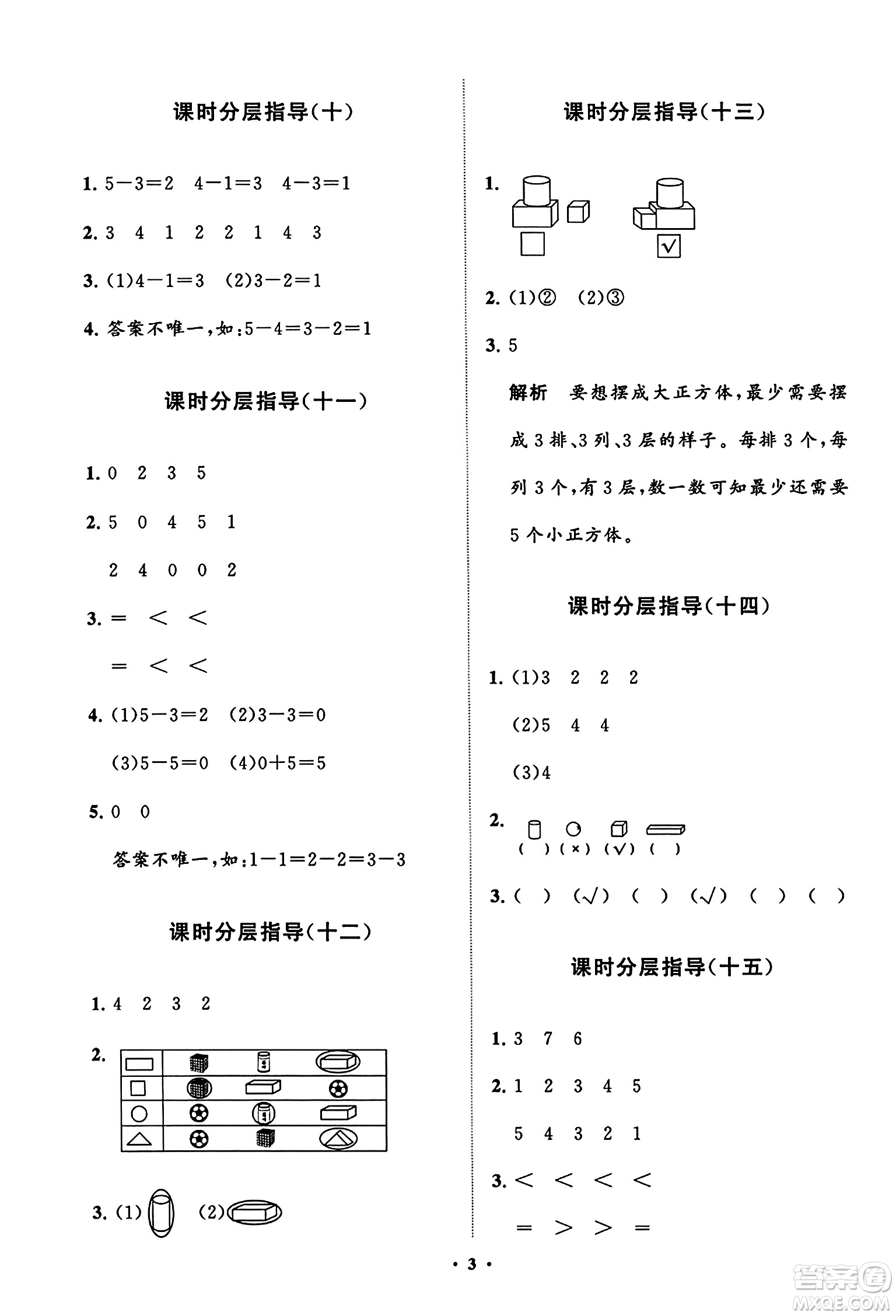 山東教育出版社2023年秋小學(xué)同步練習(xí)冊(cè)分層指導(dǎo)一年級(jí)數(shù)學(xué)上冊(cè)人教版答案