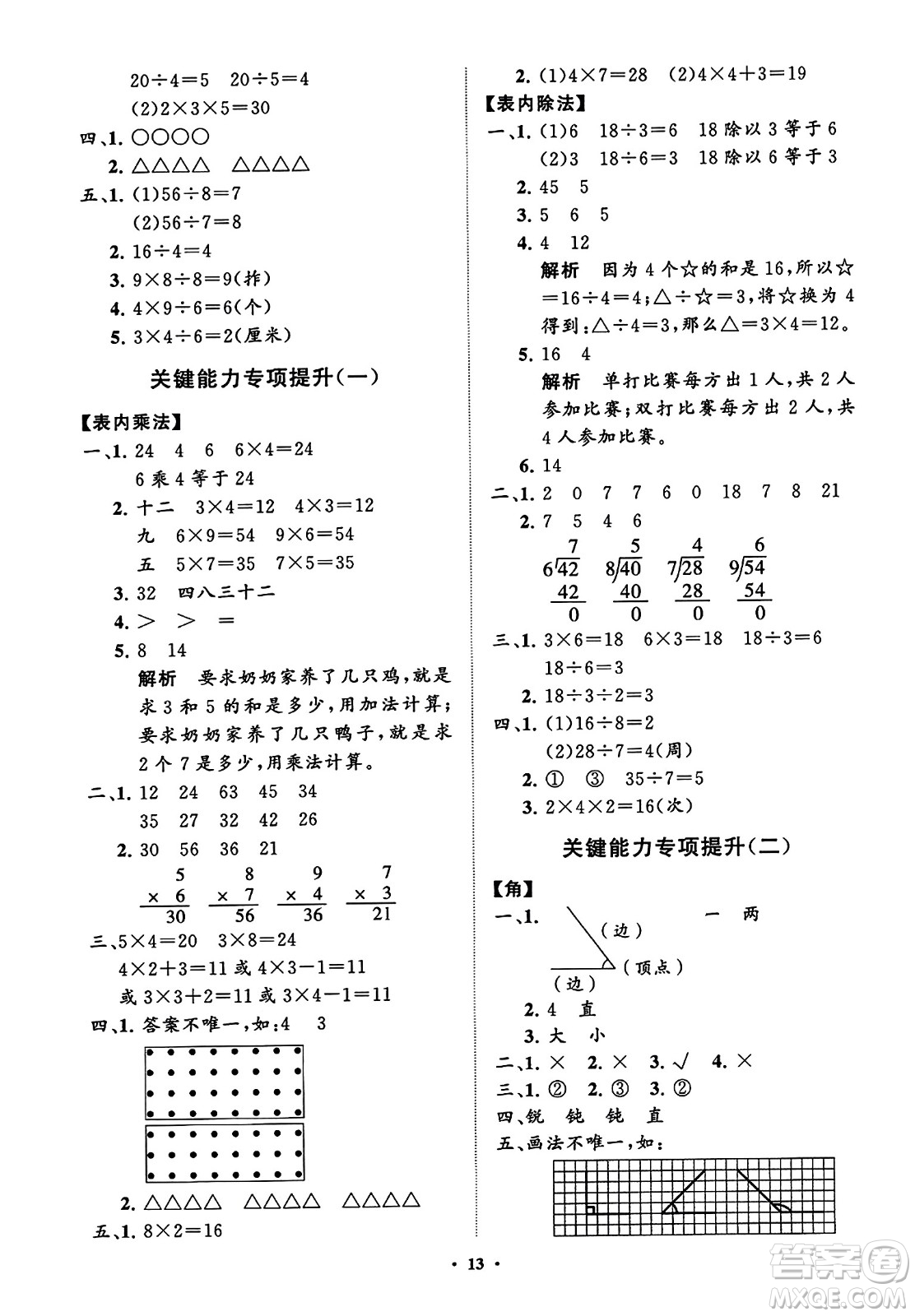 山東教育出版社2023年秋小學(xué)同步練習(xí)冊(cè)分層指導(dǎo)二年級(jí)數(shù)學(xué)上冊(cè)通用版答案