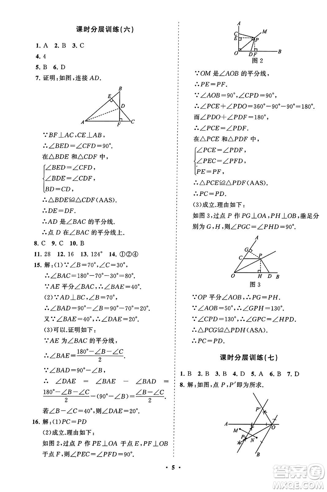 山東教育出版社2023年秋初中同步練習(xí)冊分層卷八年級數(shù)學(xué)上冊人教版答案
