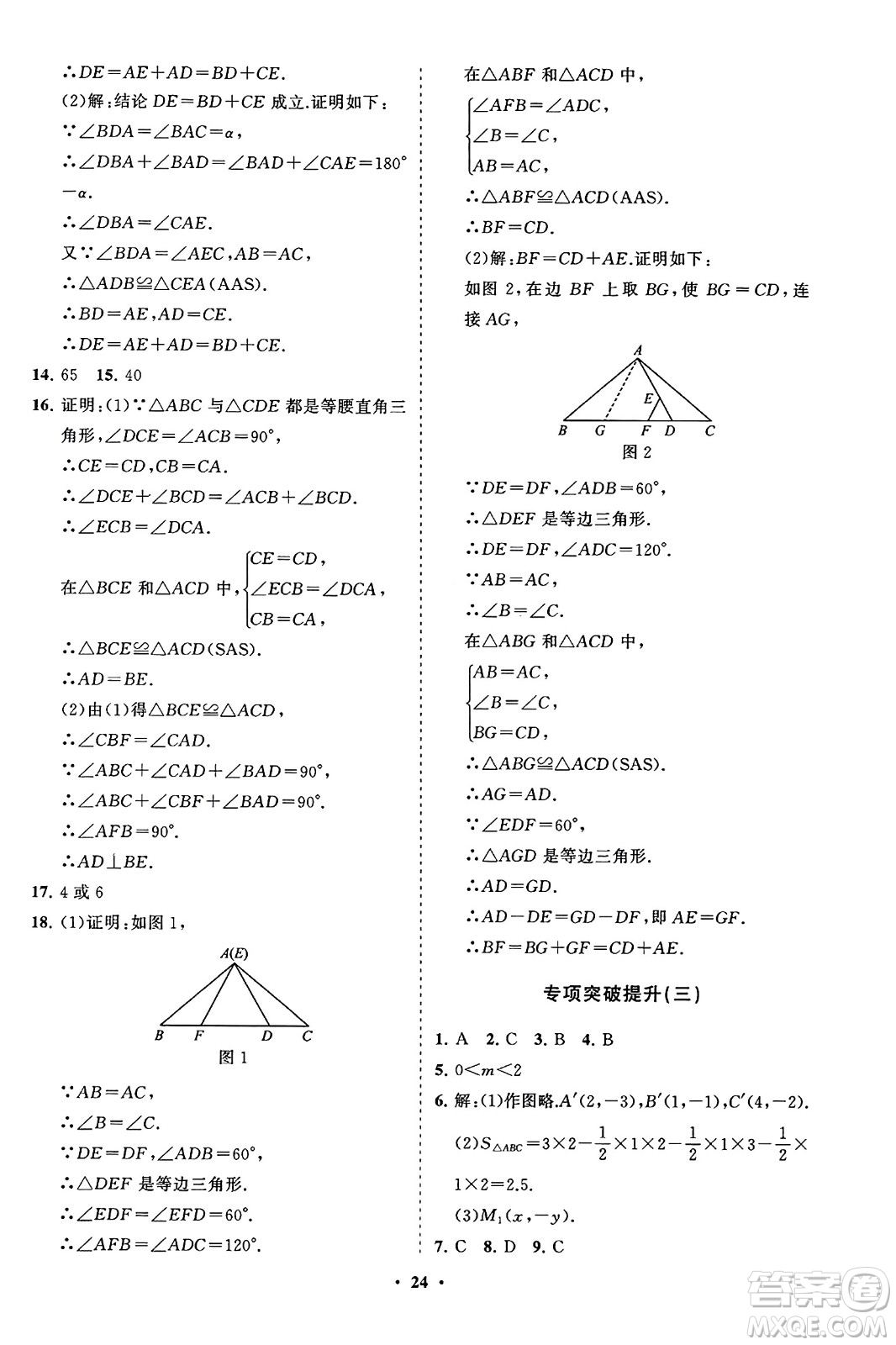 山東教育出版社2023年秋初中同步練習(xí)冊分層卷八年級數(shù)學(xué)上冊人教版答案
