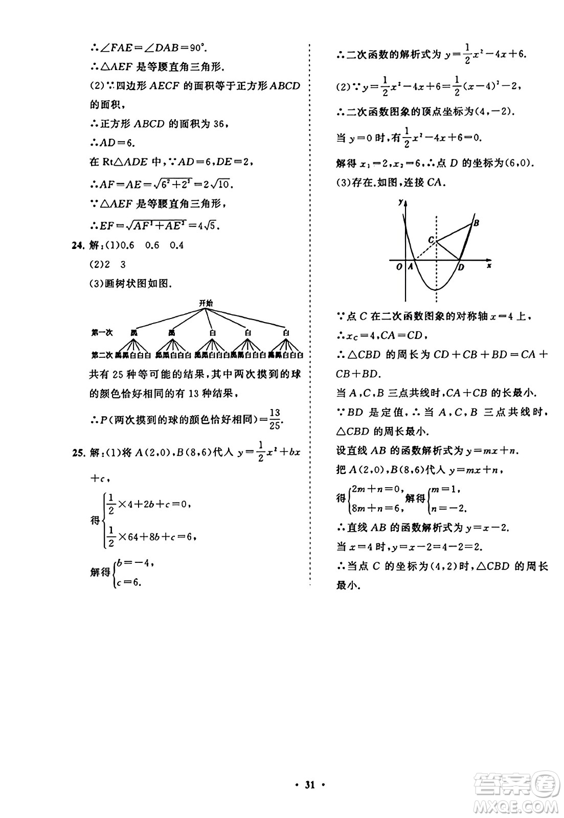 山東教育出版社2023年秋初中同步練習(xí)冊分層卷九年級數(shù)學(xué)上冊人教版答案
