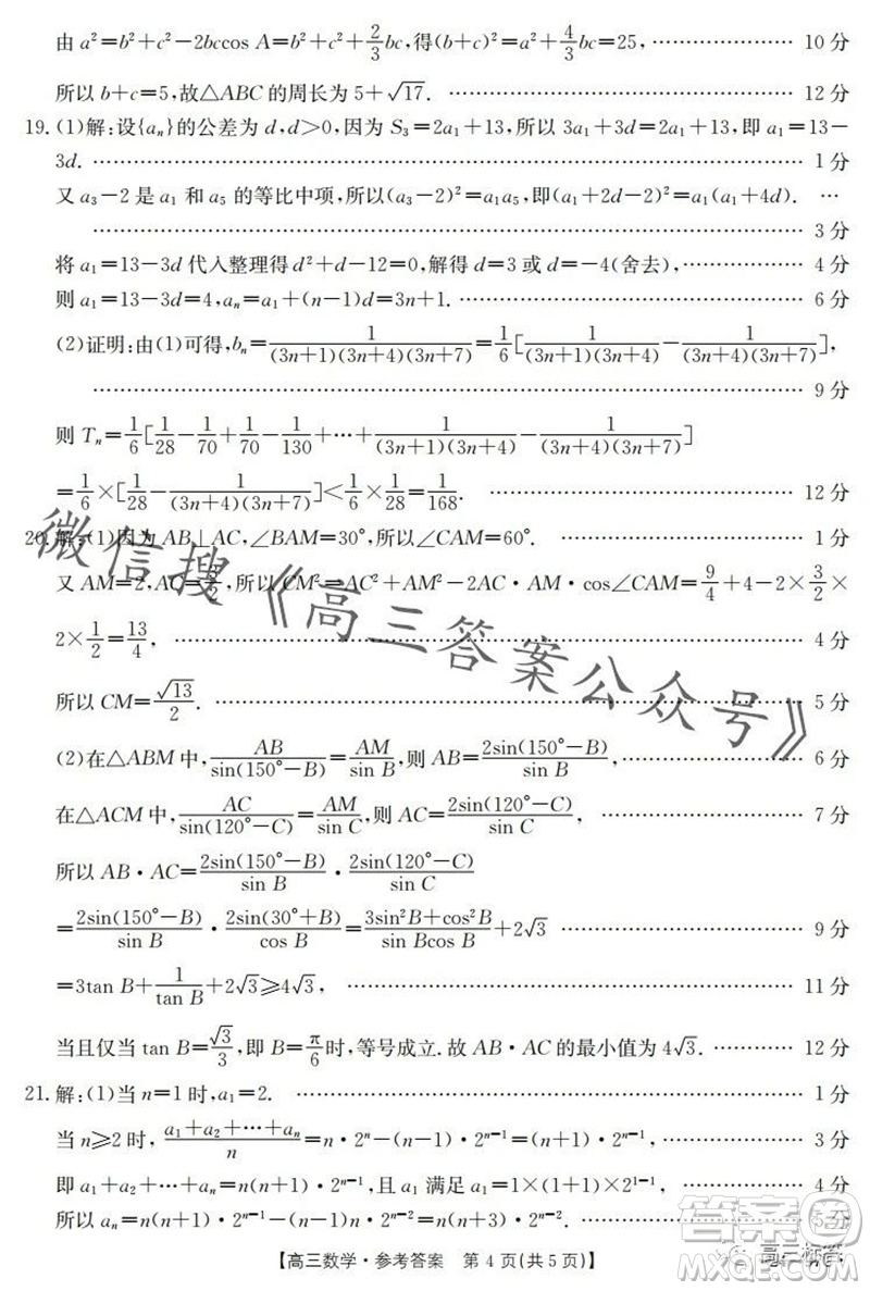 2024屆河南金太陽(yáng)高三10月26日24-97C聯(lián)考數(shù)學(xué)試卷答案