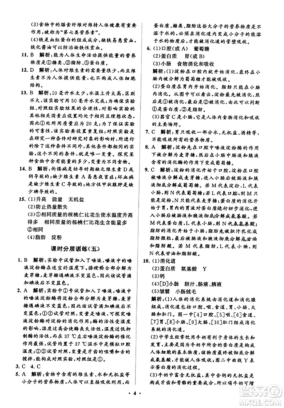 山東教育出版社2023年秋初中同步練習冊分層卷七年級生物學上冊魯科版答案