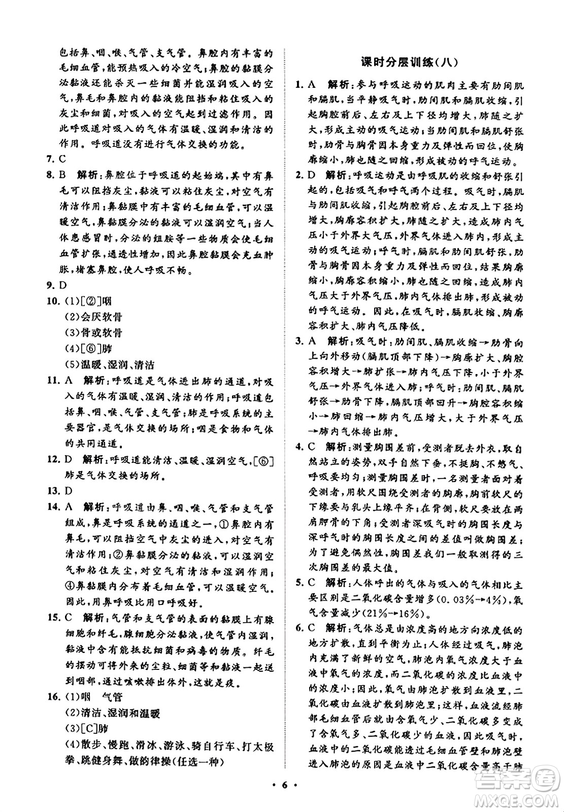 山東教育出版社2023年秋初中同步練習冊分層卷七年級生物學上冊魯科版答案
