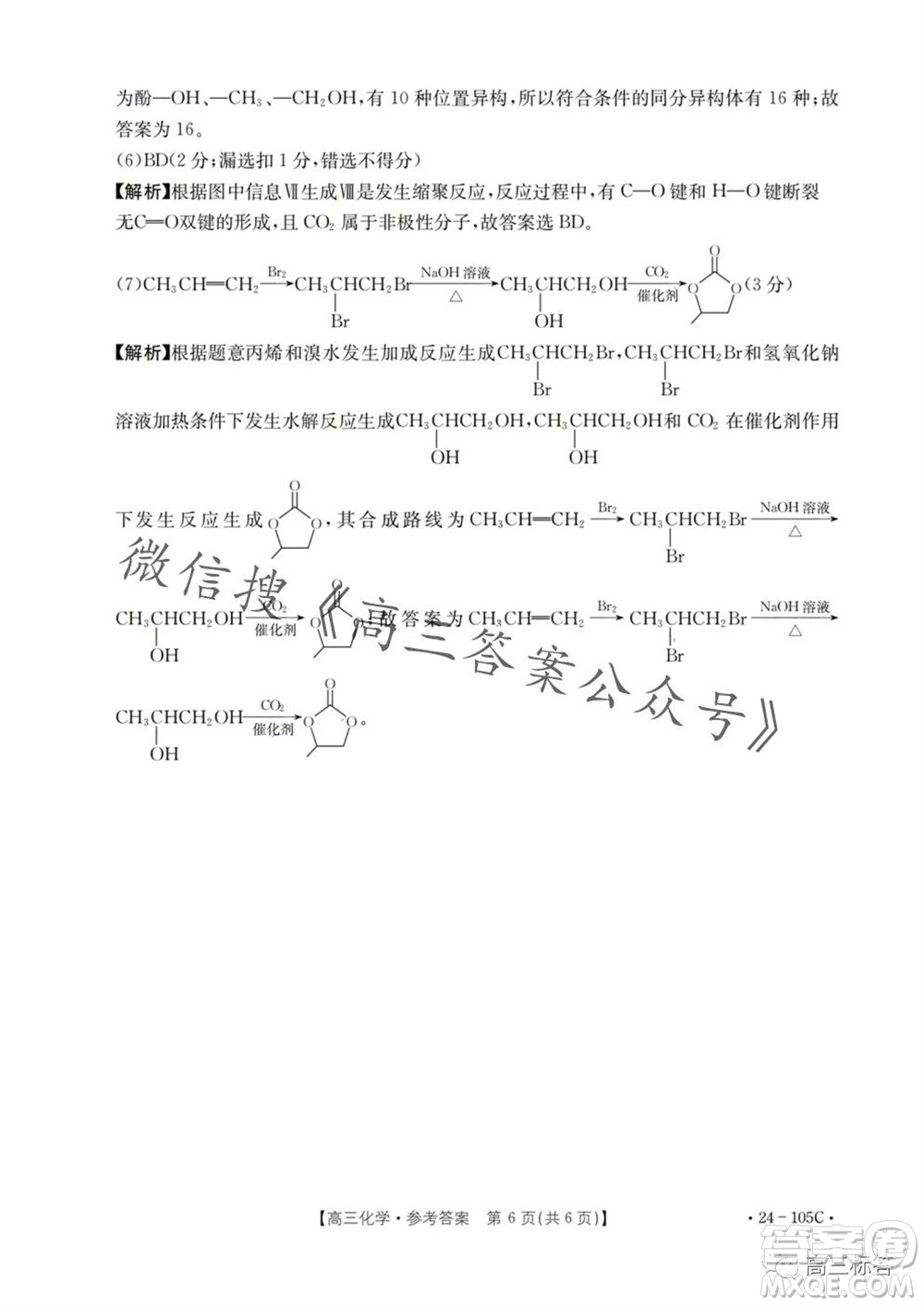湛江市2024屆高三10月調(diào)研測試24-105C化學(xué)試卷答案