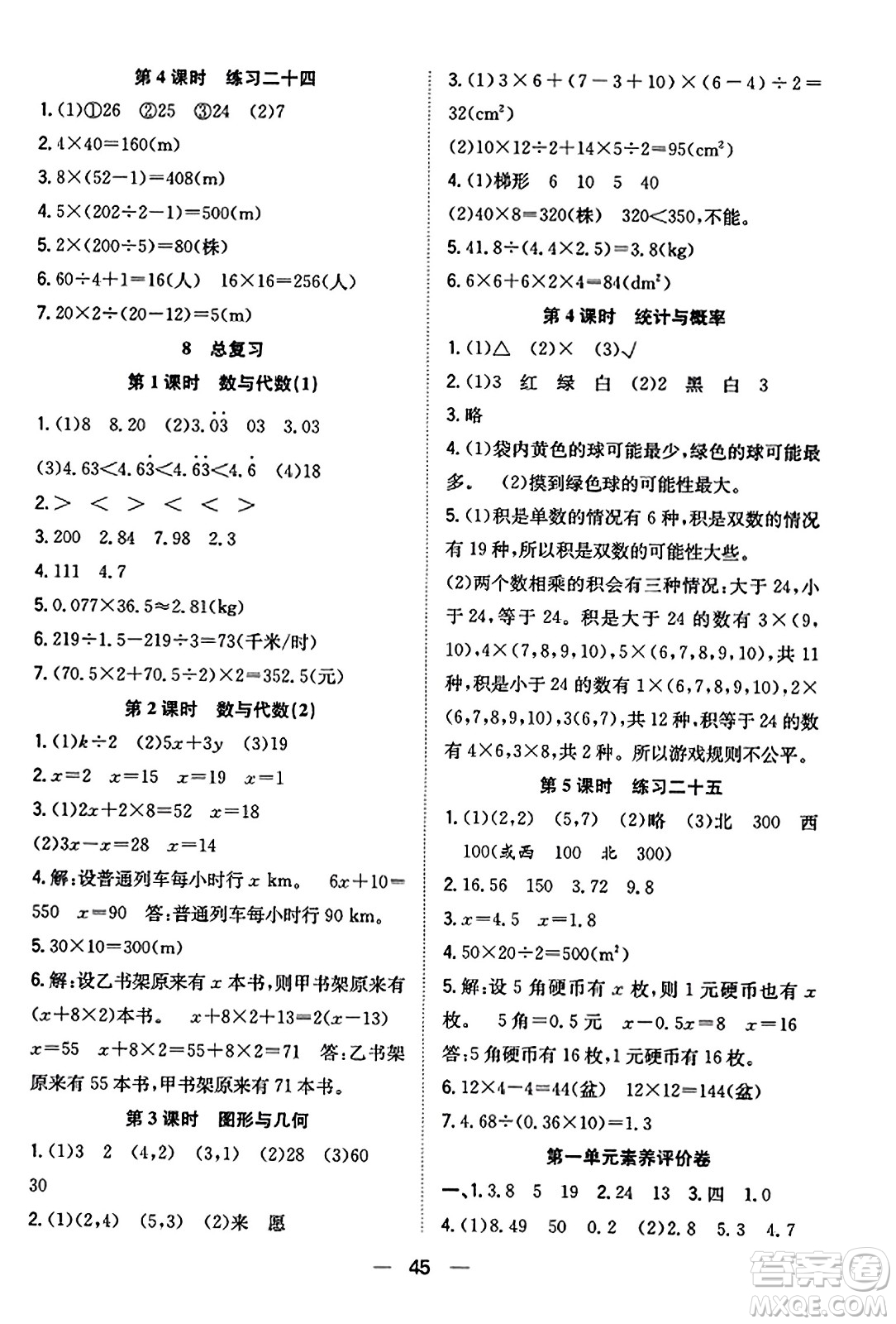 合肥工業(yè)大學(xué)出版社2023年秋快樂學(xué)習(xí)小學(xué)數(shù)學(xué)隨堂練五年級數(shù)學(xué)上冊人教版答案