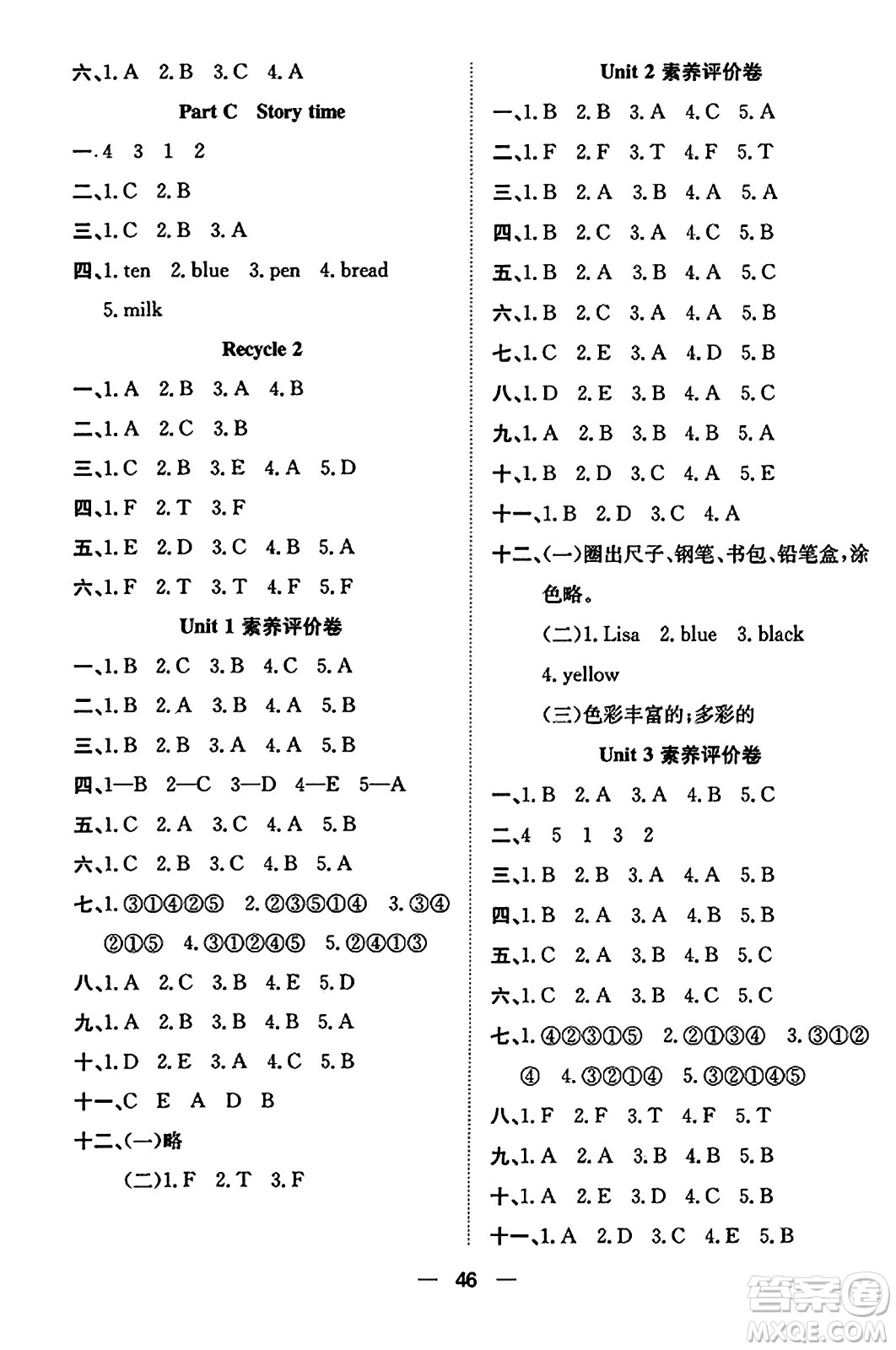 合肥工業(yè)大學(xué)出版社2023年秋快樂(lè)學(xué)習(xí)小學(xué)英語(yǔ)隨堂練三年級(jí)英語(yǔ)上冊(cè)人教PEP版答案