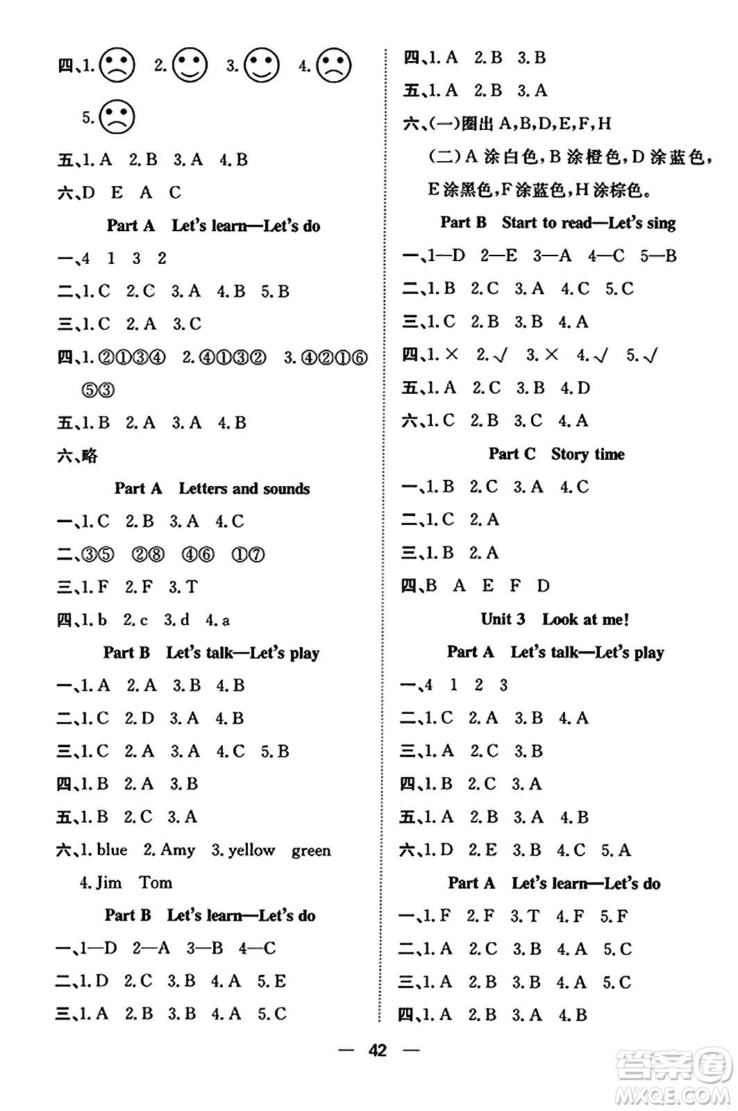合肥工業(yè)大學(xué)出版社2023年秋快樂(lè)學(xué)習(xí)小學(xué)英語(yǔ)隨堂練三年級(jí)英語(yǔ)上冊(cè)人教PEP版答案