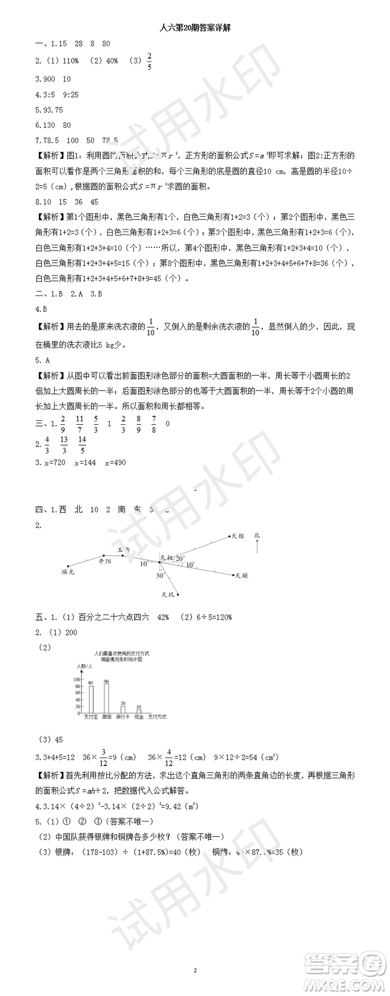 2023年秋學習方法報小學數(shù)學六年級上冊第17-20期人教版參考答案
