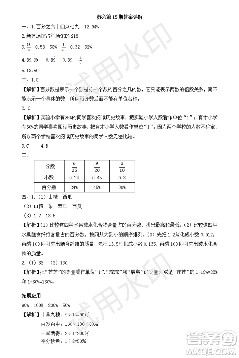 2023年秋學習方法報小學數(shù)學六年級上冊第13-16期蘇教版參考答案